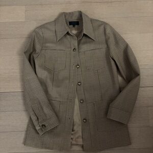 Nili Lotan Houndstooth Wool Shirt Jacket Shacket Size S